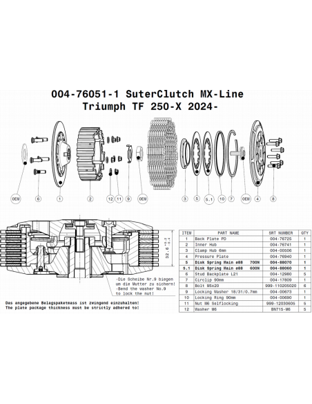 Embrague MX Line Suter Triumph TF 250-X 2024-