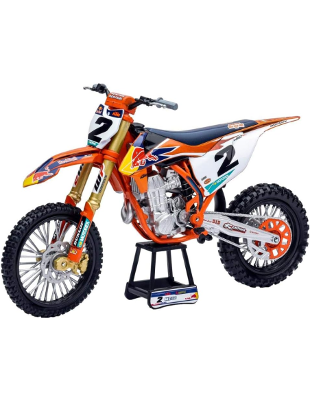 Moto miniatura NewRay KTM 450 SX-F Factory Racing Red Bull #2 Cooper Webb (escala 1:10)