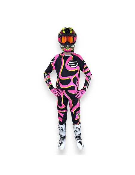 Pantalón Bud Logo "B" SX FIT Lava Negro/Rosa Fluor/Amarillo Fluor
