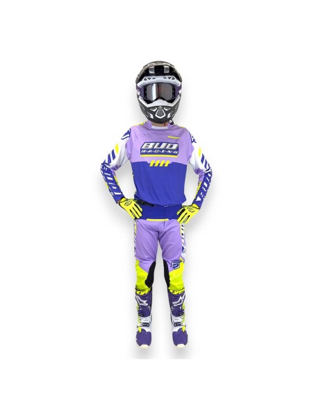 Pantalón Bud Logo "B" SX Fit Paddock Purpura/Amarillo Fluor