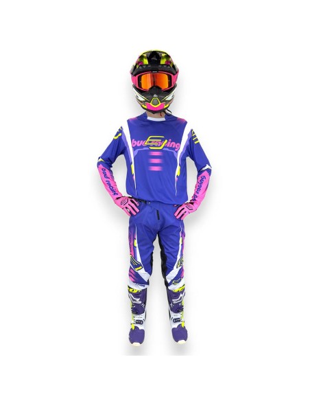 Pantalón Bud Logo "B" GP Champion's Purpura/Blanco/Rosa Fluor/Amarillo Fluor