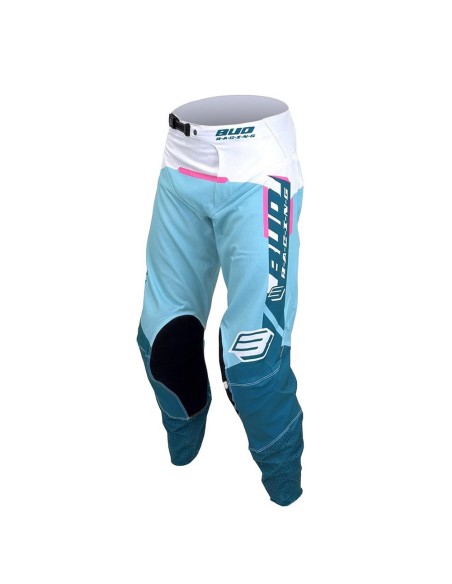 Pantalón Bud Logo "B" SX Fit Paddock Turquesa/Rosa Fluor/Blanco