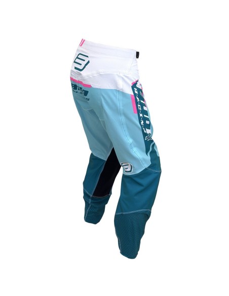 Pantalón Bud Logo "B" SX Fit Paddock Turquesa/Rosa Fluor/Blanco