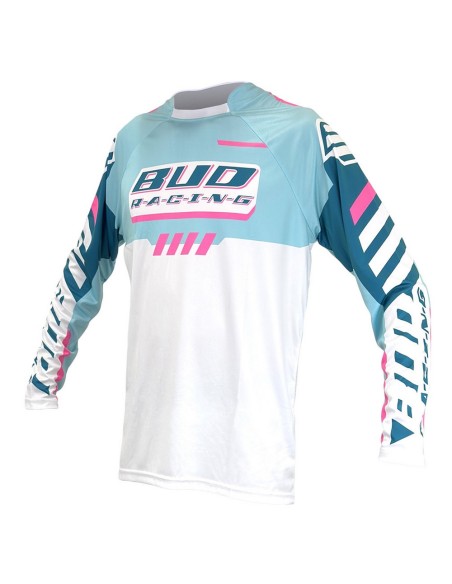 Camiseta Infantil Bud Paddock Turquesa/Rosa Fluor/Blanco