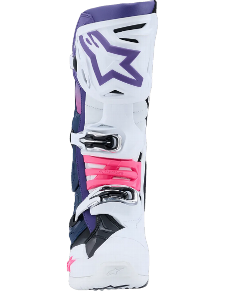 Bota Alpinestars Tech 10 Blanco/Violeta/Azul Marino/Rosa Fluor