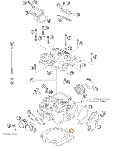Junta de Culata Ø75 Original KTM EXC 250 2001-2006
