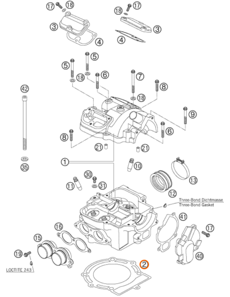 Junta de Culata Ø75 Original KTM EXC 250 2001-2006